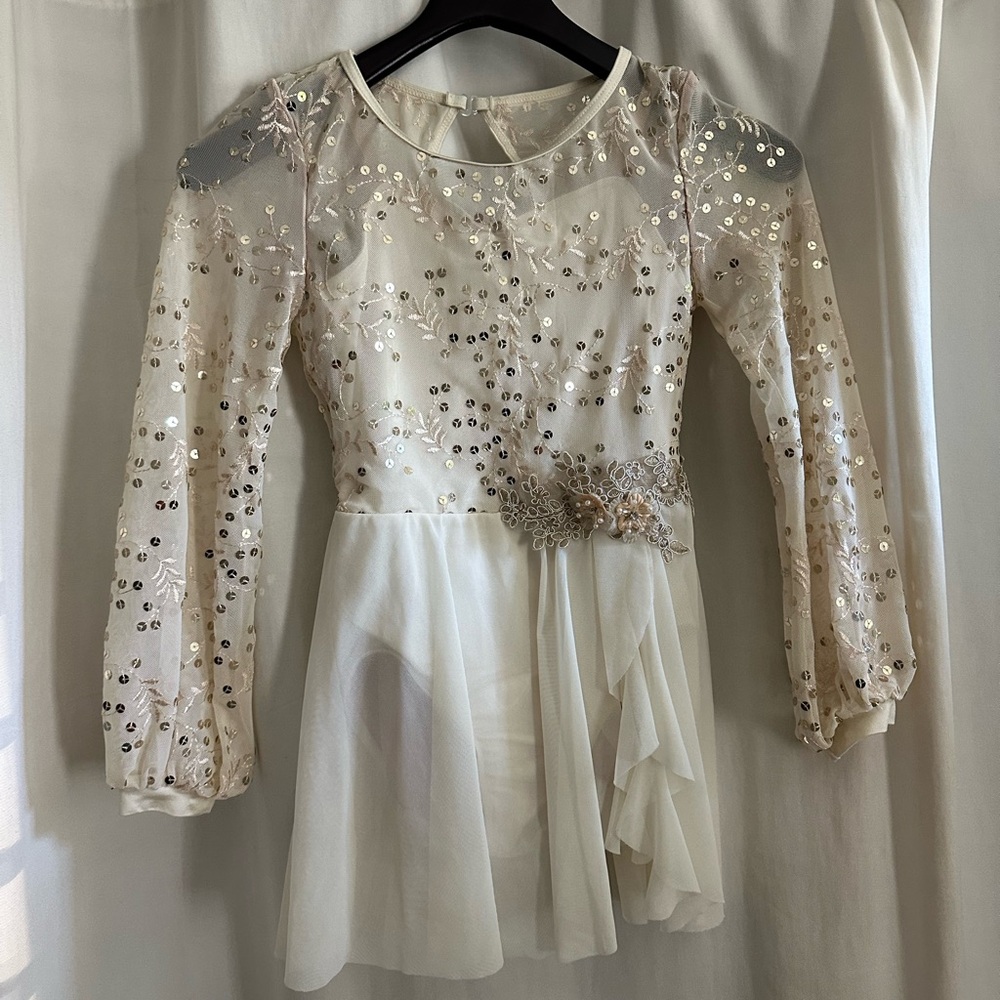 Weissman medium child cream sequin dance costume